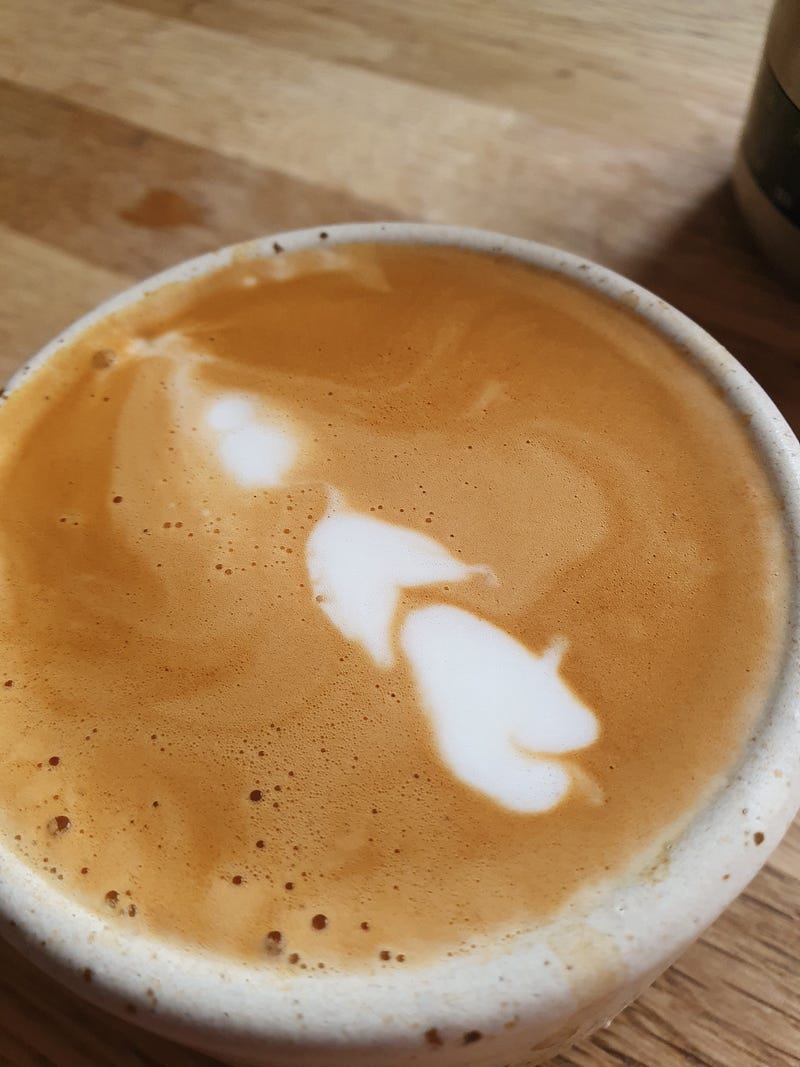 A picture of some really shit cortado (coffee art)